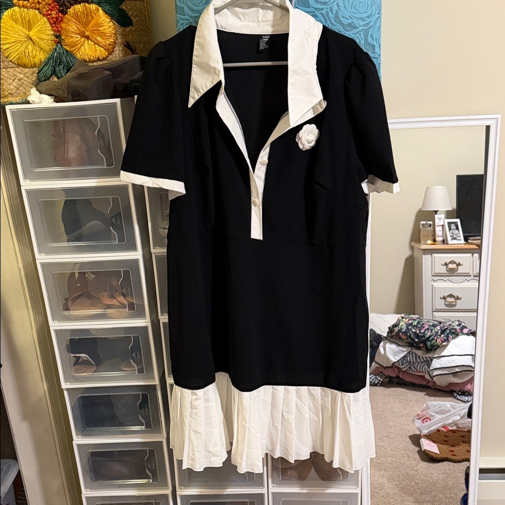 SHEIN Black and White Midi Dress